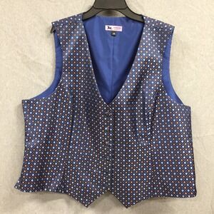 RJ Classics Sterling Collection Blue Geometric‎ Equestrian Show Vest Mens 24